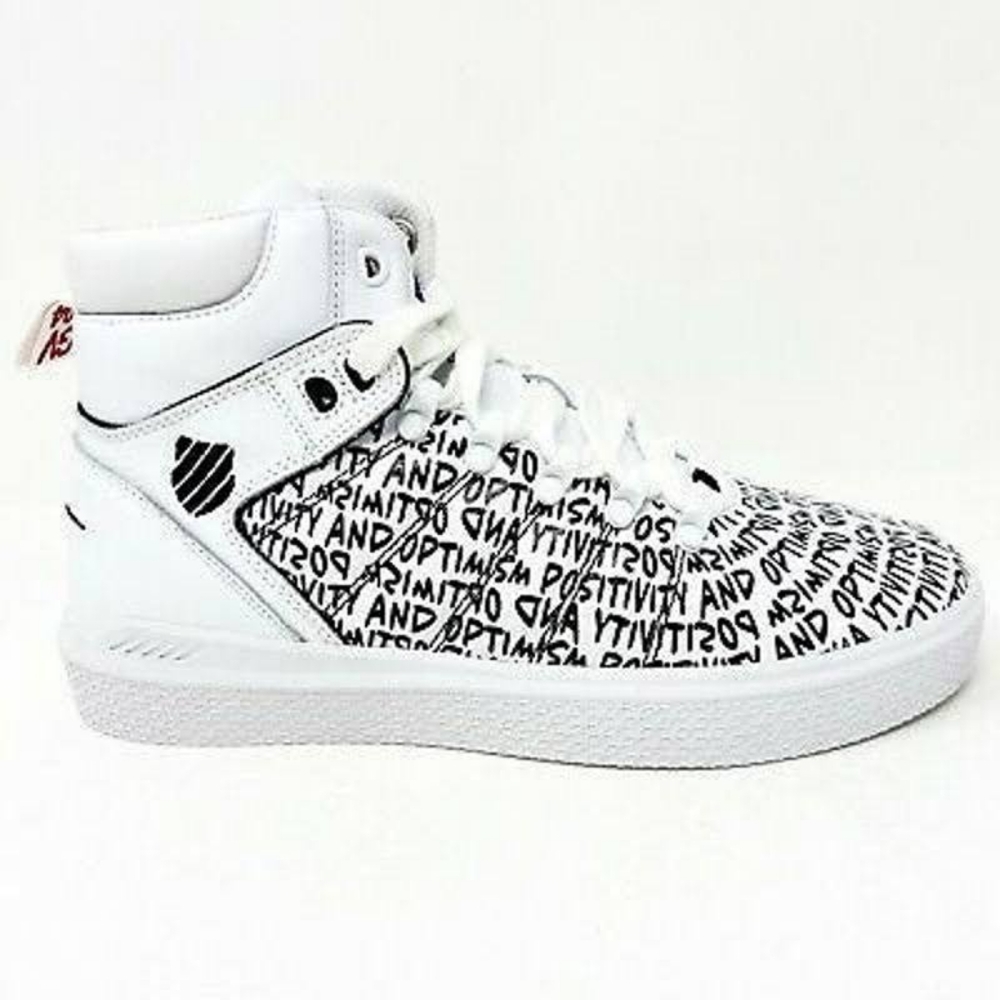 K-Swiss Gary Vee 004 MidTop Sneakers White Black Positivity Optimism